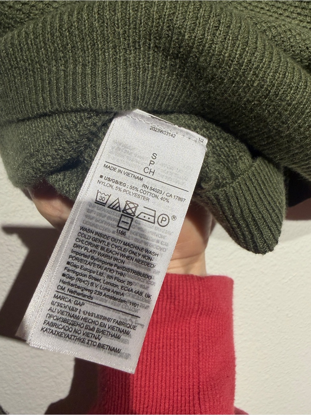 GAP Olive Green Textured Crewneck Sweater Small Lightweight Knit Pullover - Picture 5 of 5